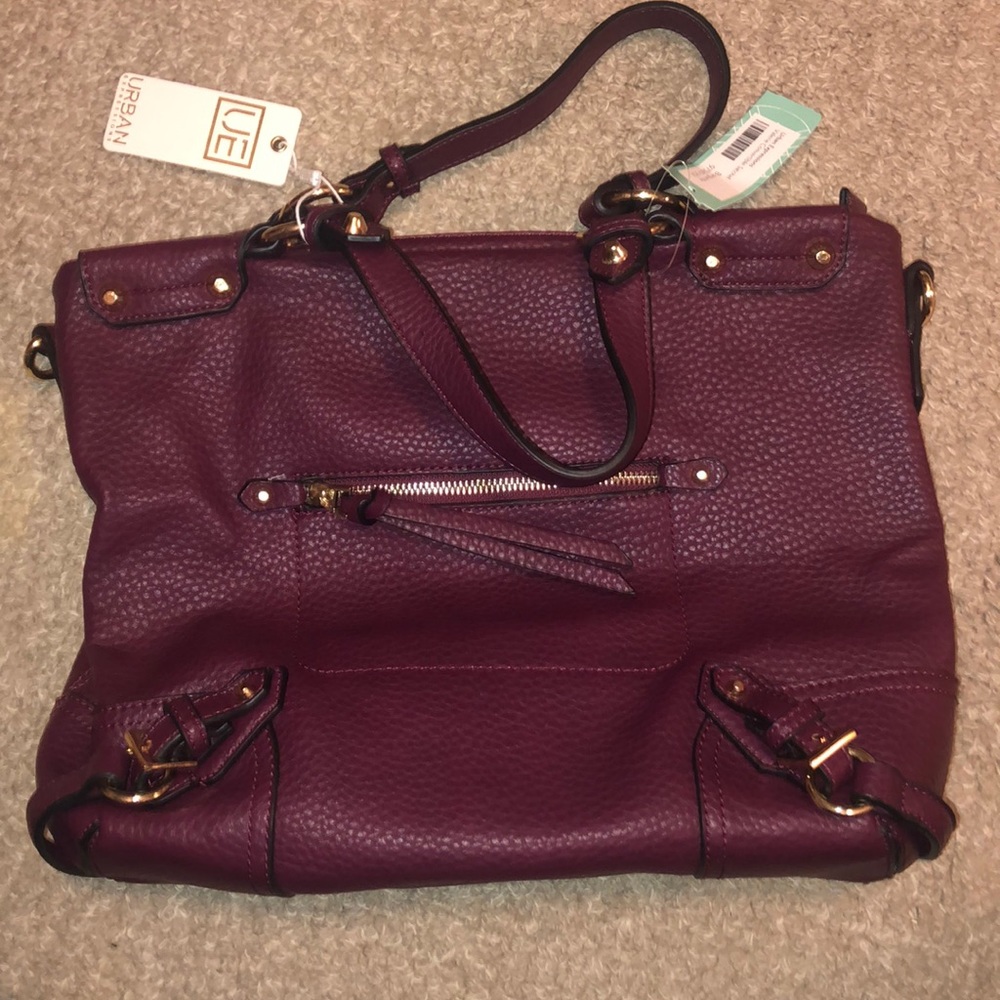 Faux leather maroon bag- new with tags!